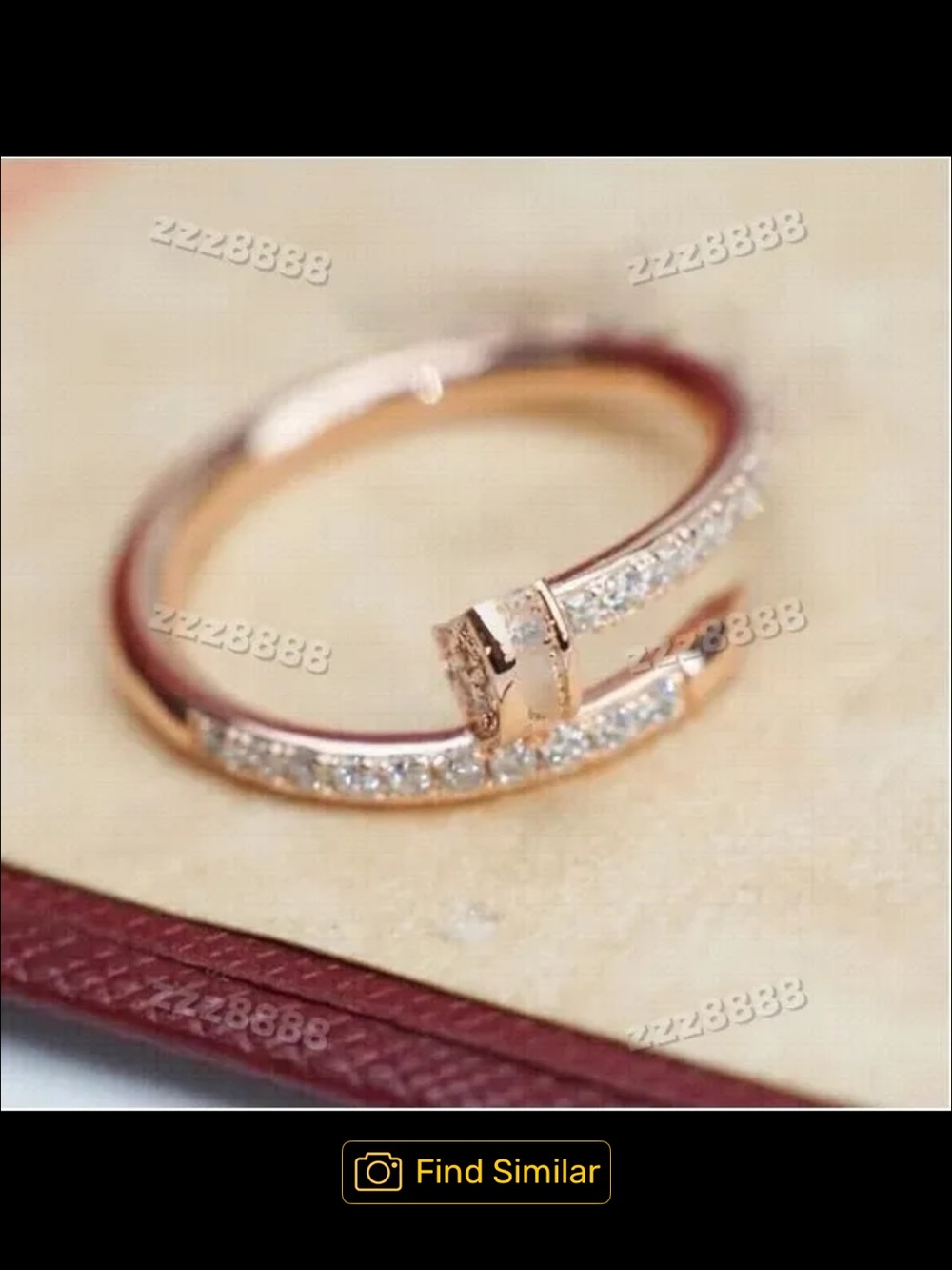 Rose Gold Paved Nail-Style Wrap Ring with Clear Stones
